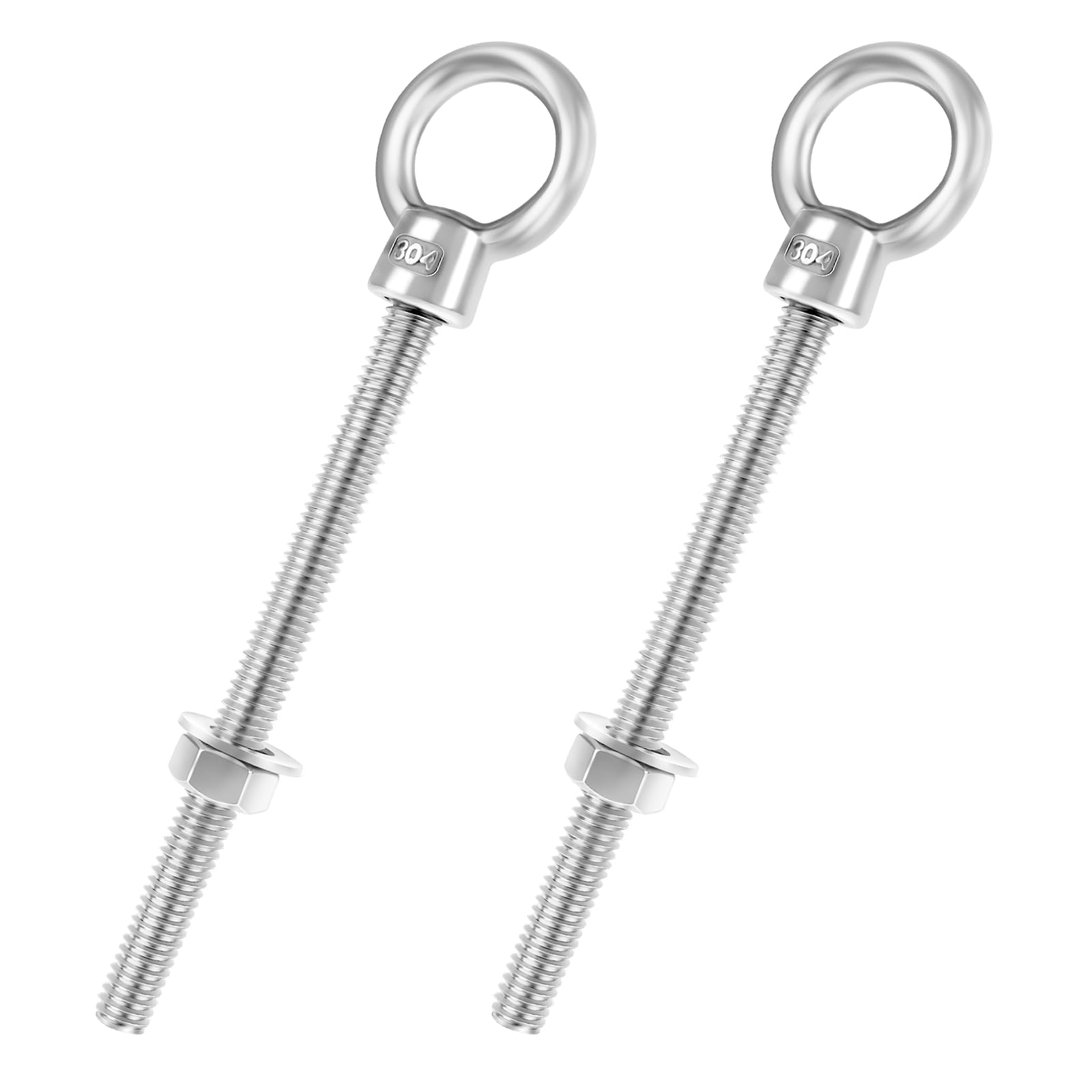 Photo 1 of 1/2" x 4" Eye Bolt, 304 Stainless Steel Eye Bolts with Nuts Washers, Heavy Duty Shoulder Lifting Threaded Ring Eye Bolt for Hanging Item, 2 PCS