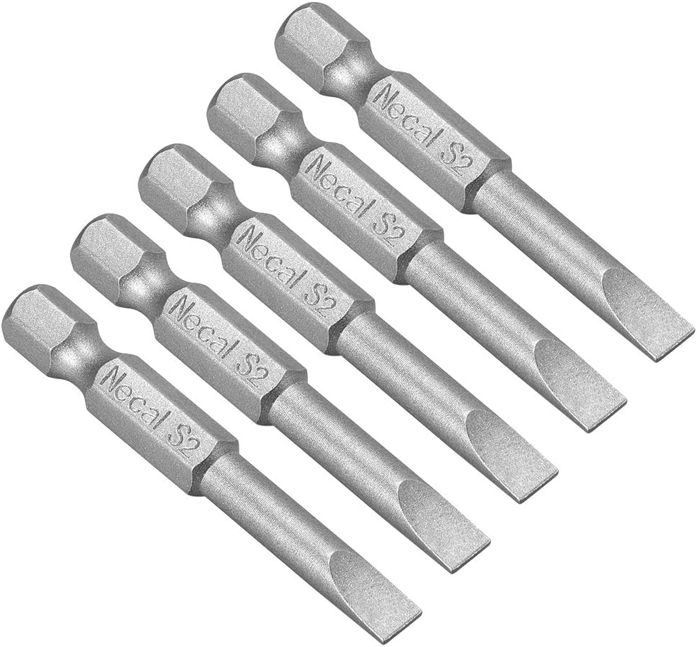 uxcell 5 Pcs 5mm Slotted Tip Flat Head Screwdriver Bits, 1/4