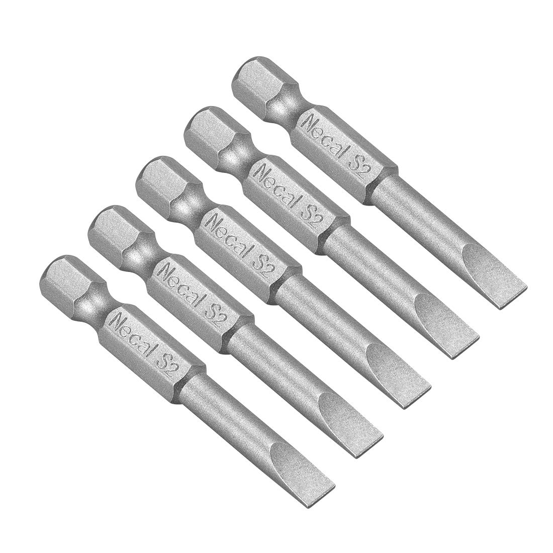 sourcing map 5 Pcs 5mm Slotted Tip Magnetic Flat Head Screwdriver Bits, 1/4 Inch Hex Shank 2-inch Length S2 Power Tool