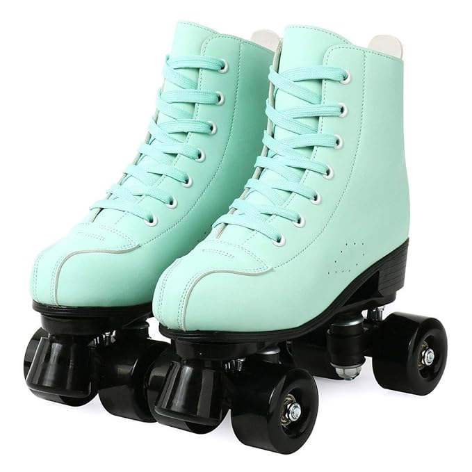 Womens Roller Skates PU Leather, Adjustable Shiny Skates, Light Up 4