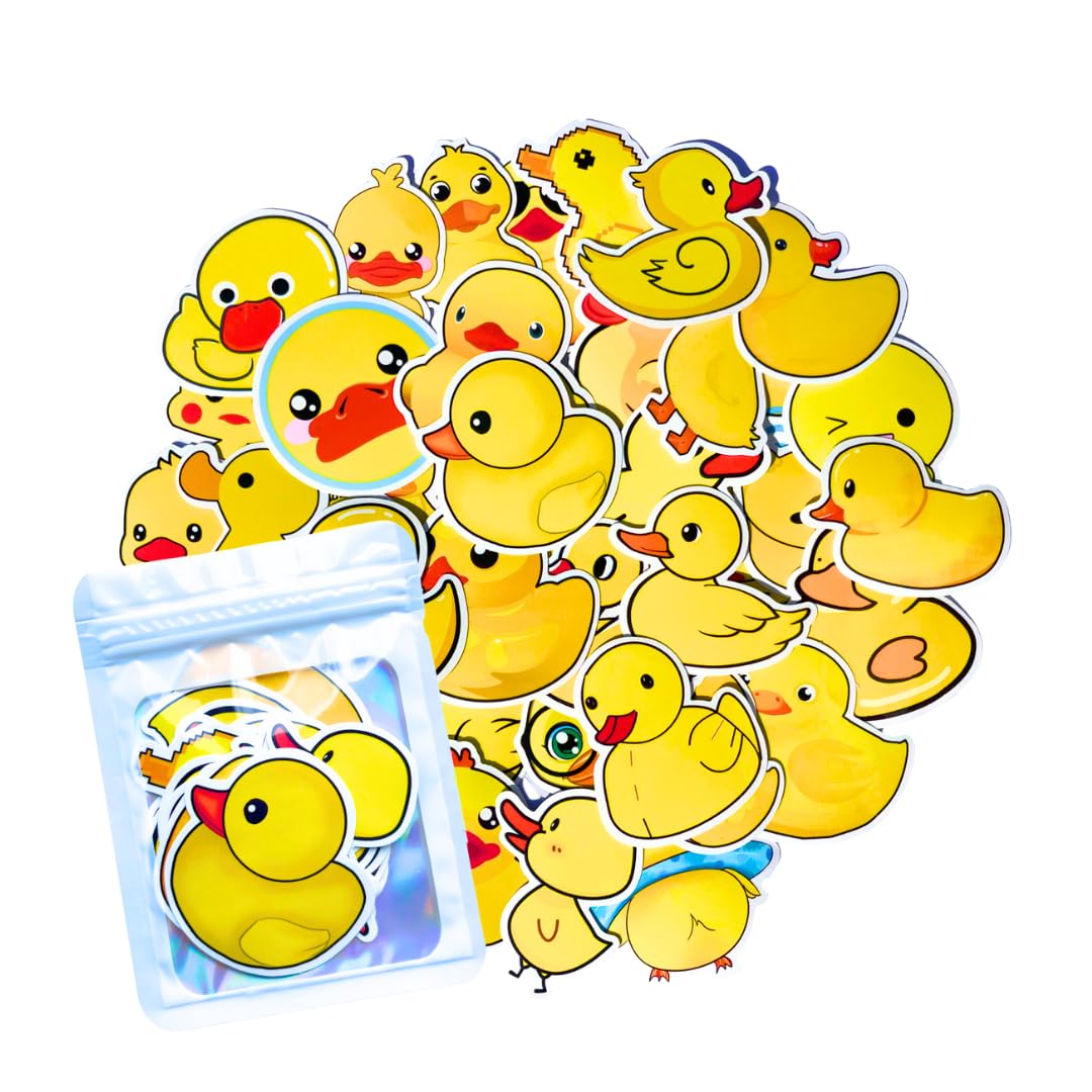 HNTR® Yellow Rubber Duck Stickers | 50 Fun Stickers | Duck Gift for Tablets, Laptops & Scrapbooks — image 1