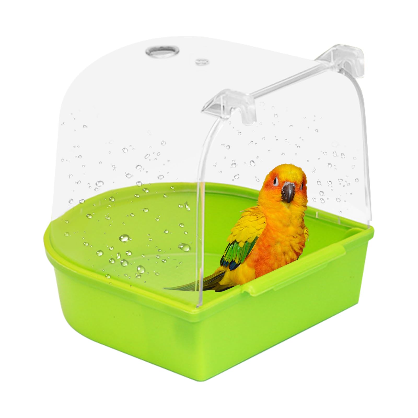Geboor Bird Bathtub, Bird Bath for Cage Hanging Bathtub Bird Cage Supplies Parrot Bath Tub Shower For Cats, Finches, Budgerigars, White Fungus, Skylarks and Small Birds (GREEN)