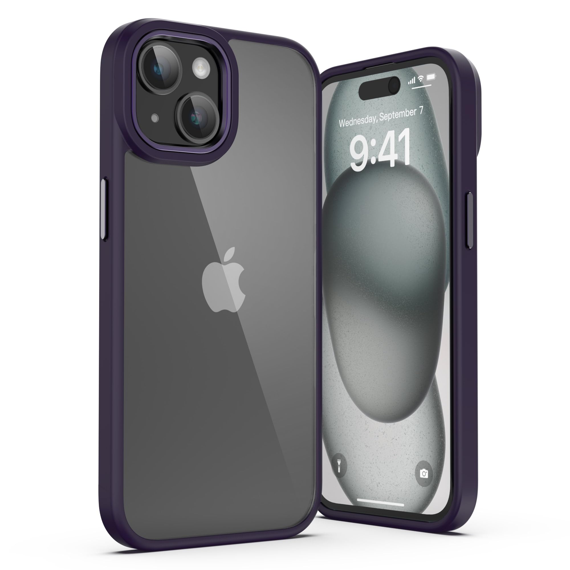 ULAK for iPhone 15 Case Clear, [Anti-Yellow] Heavy Duty Protection Transparent Shockproof Rugged Cover Soft TPU Hard Bumper Safe Grip Protective Light Cover for iPhone 15 6.1 - Dark Purple