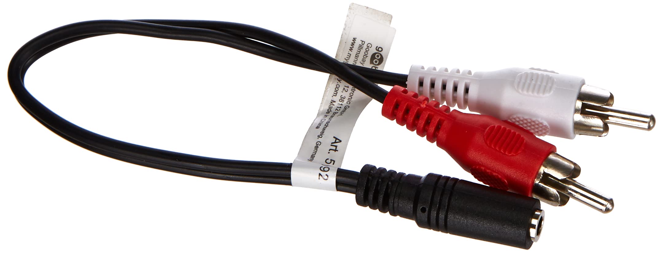 Goobay 50092 Audio Cable Adapter, 3.5 mm Female to RCA Male, Black, 0.2 m Cable Length