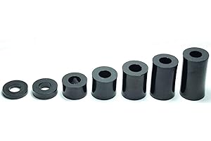 10X Plastic SPACERS M8 Thickness 4MM to 30MM ID 8MM OD 15MM WASHERS Screw Tube Black Universal (Thickness L=8mm)