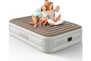 Sebor Air Mattress Queen with Built in Pump, 18 inch Inflatable Mattress, Weight Capacity of up to 660 lb MAX, Durable Blow Up Mattress for Home&Guests