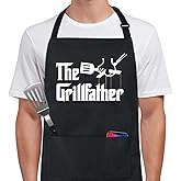 Xornis 100% Cotton Funny Apron with 2 Pockets for Men Women BBQ Grilling Adjustable Bib Black Aprons Gifts Cooking Kitchen