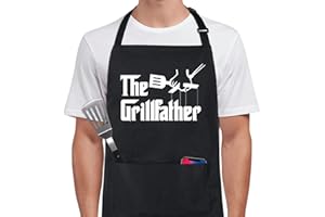 Xornis 100% Cotton Funny Apron with 2 Pockets for Men Women BBQ Grilling Adjustable Bib Black Aprons Gifts Cooking Kitchen