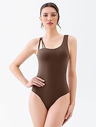 REORIA Women's Asymmetrical Shoulder Strap Bodysuit