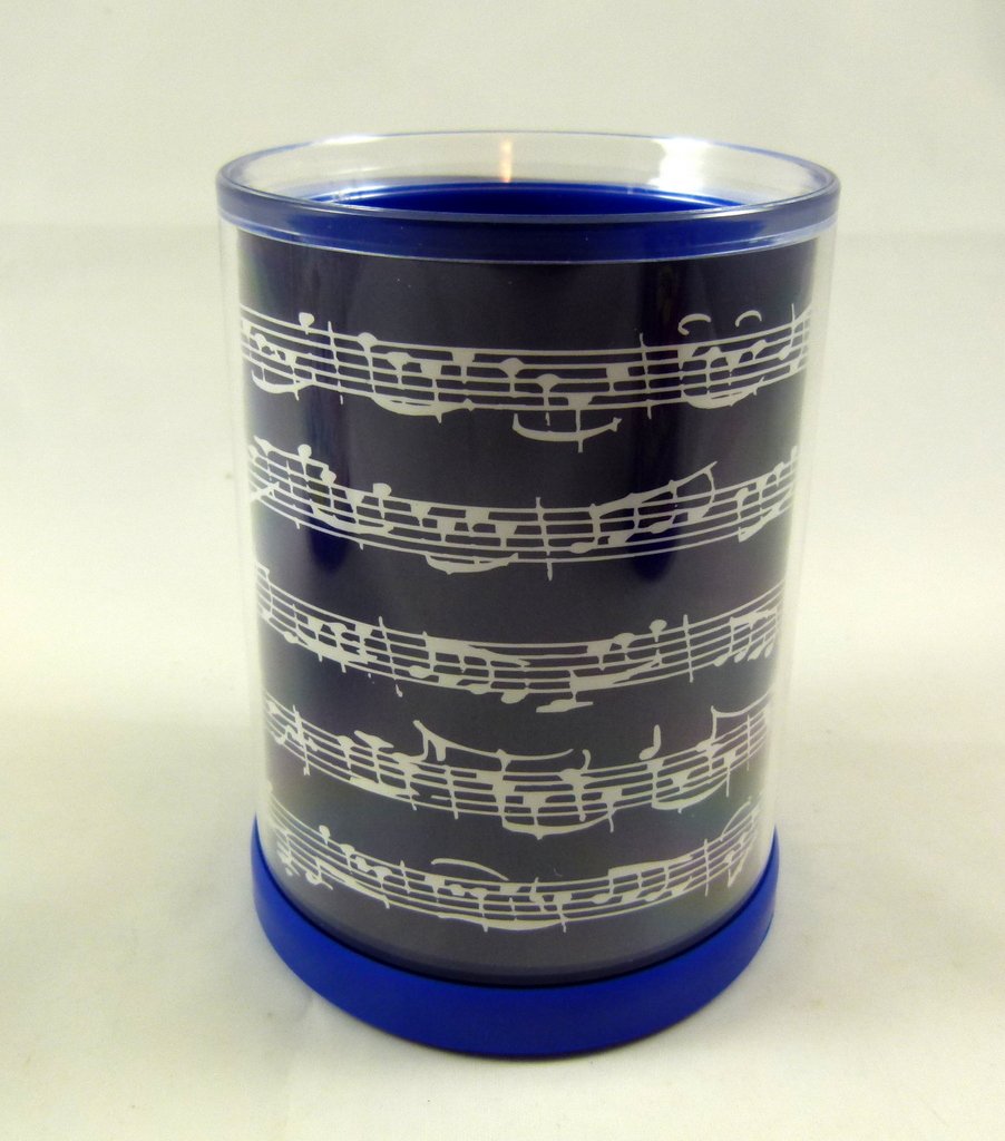 Music Themed Transparent Inner Layer Black Music Score Sheet Design Round Pen Holder