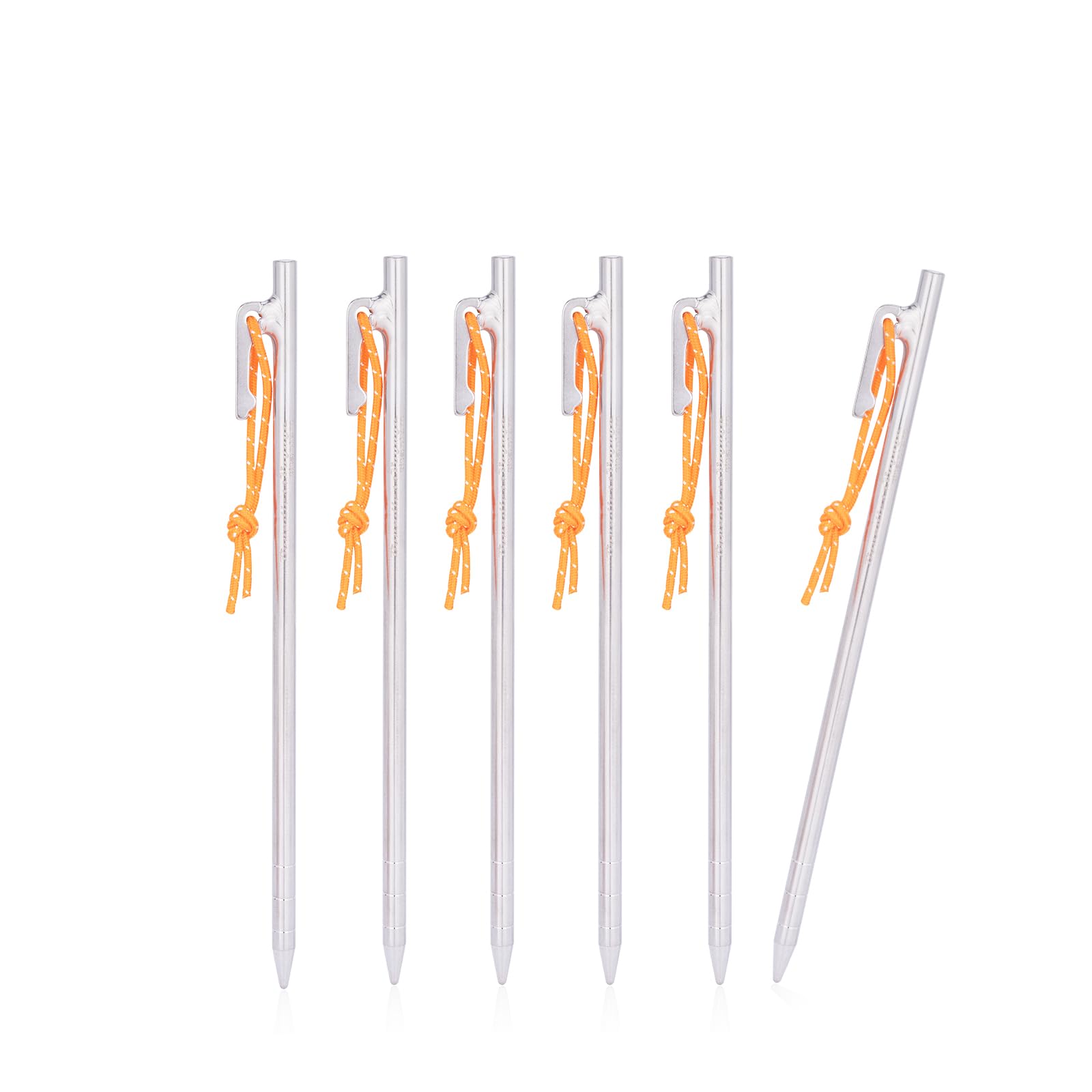 iBasingo 6 pcs/lot Titanium Alloy Tent Pegs Camp Metal Stakes Pins Outdoor Camping Awning Stakes Heavy Duty Tent Nails Long and Durable for Hard Gound Ti4012P (24cm)