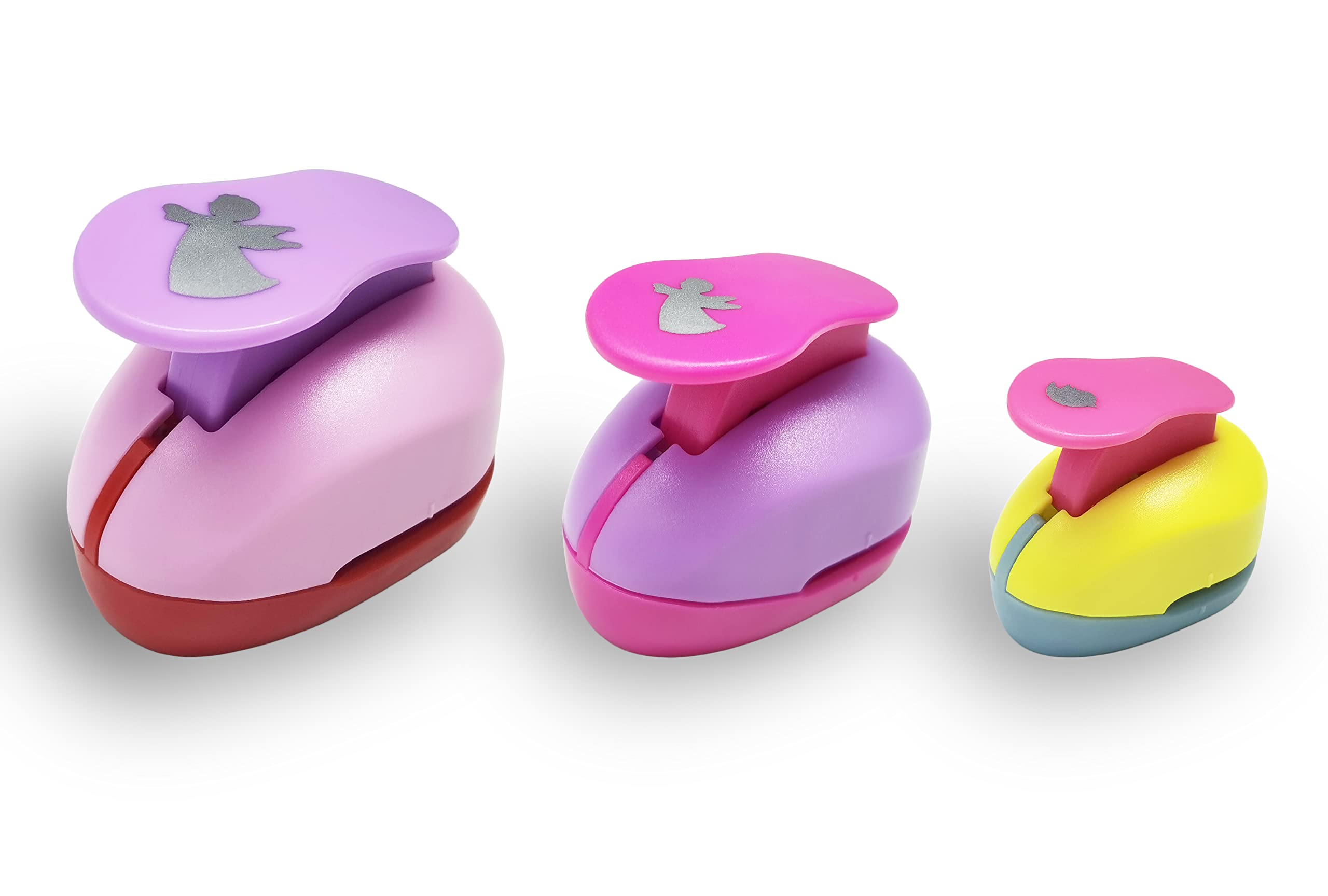 VSREI Punch Set,3 Piece Paper Punch Motiv Hole Punch Set, Little Bird Little Angel Punch for Gift Pendant, Crafting, Scrapbooking, Photos, Greeting Cards(9mm,16mm,25mm),Random Color, Black