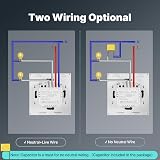 MOES WiFi Smart Wall Switch 2 Gang Touch Multi-Control No Neutral Alexa Google view 2