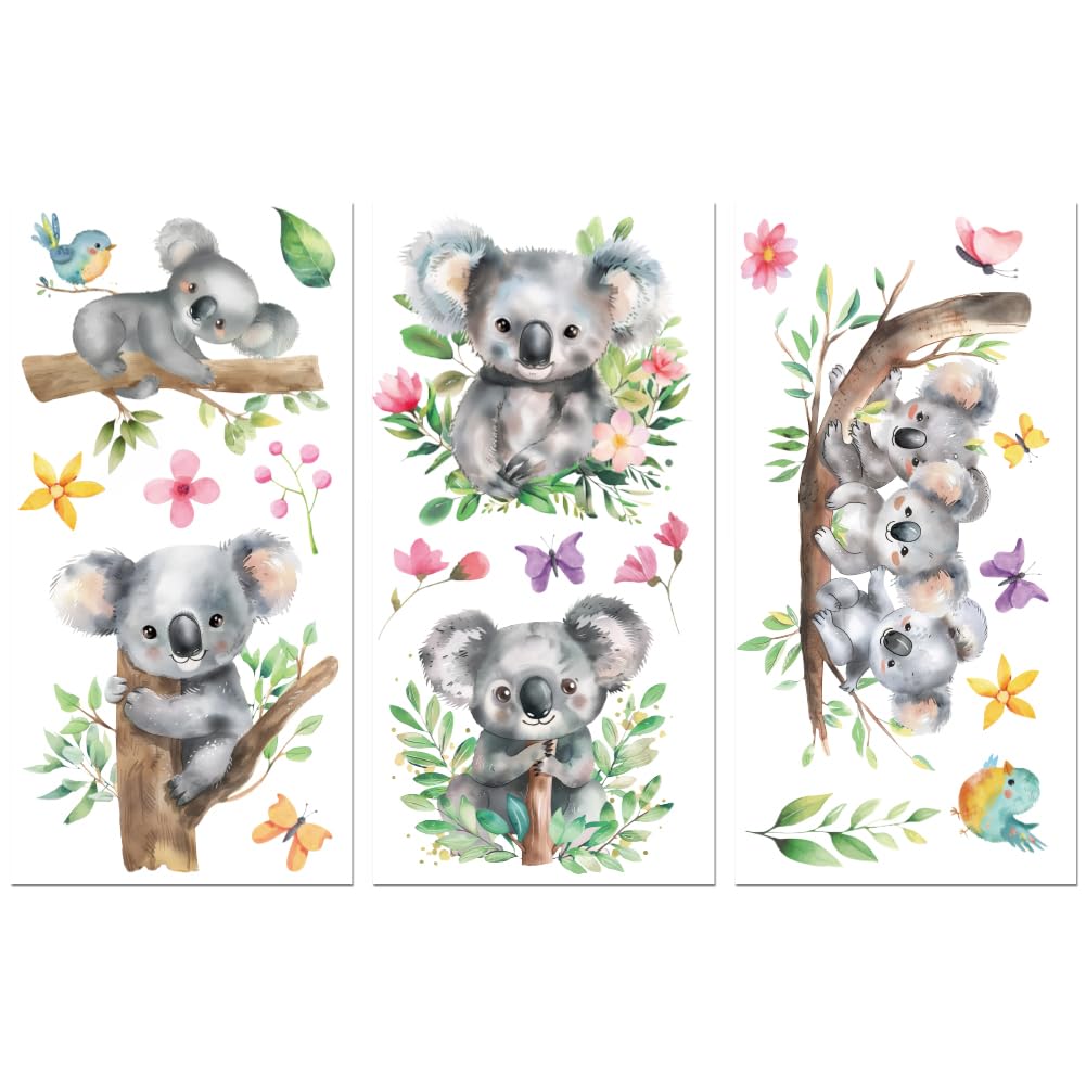 Peacoblue Rub on Transfer Decals for Furniture Crafts 6"x12", 3Pcs Koala Waterproof UV DTF Transfer Decals Sticker for Dresser Lingerie Chests Drawer Glass Porcelain Wood