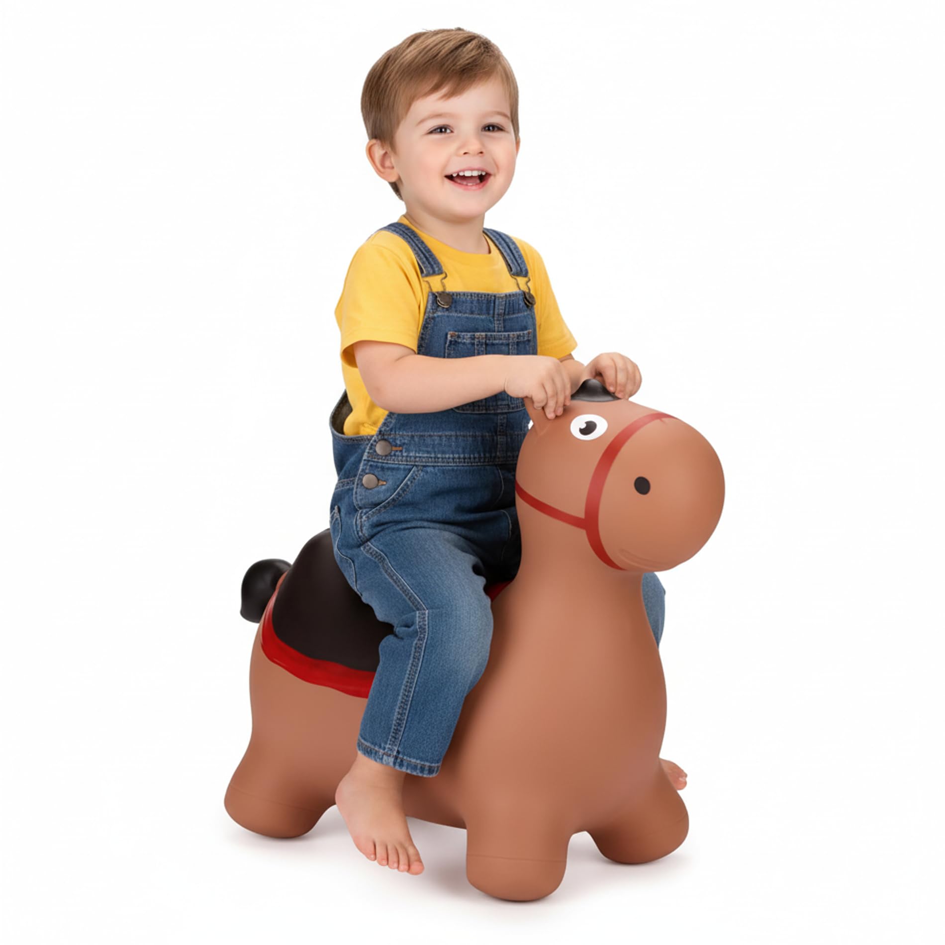 Curvaso Animal Bouncy Hopper with Pump for Kids Inflatable Ride-On Toys Gift, Indoor & Outdoor, Brown Donkey