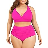 American Trends Womens Plus Size Bikini Set - Tummy Control, High Waisted 2 Piece Swimsuits Bathing Suits