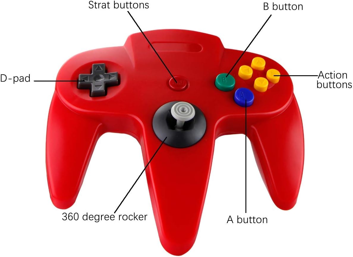 ZeroStory Classic N64 Controller, Wired N64 Controller Joystick with 5.9 Ft N64 AV Cable for N64 Video Game Console (Red and Blue): Computers & Accessories