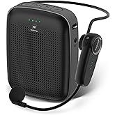 Wireless Bluetooth Voice Amplifier for Teachers – 15W Portable Mini Amplifier Speaker with Wireless Microphone Headset, Personal Mic for Classroom, Teaching, Training & Public Speaking – A002