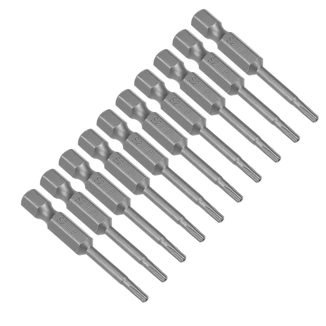 sourcing map 10 Pcs T9 Magnetic Torx Screwdriver Bits, 1/4 Inch Hex Shank 2-inch Length S2 Security Tamper Proof Screw Driver Kit Tools