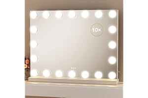 DEXHOM 22.8X18.5 Vanity Mirror with Makeup Lights, Lighted Mirror with USB & Type-C Charing, Large Hollywood Light up Mirrors w/ 20 LED Bulbs for Bedroom Tabletop & Wall Mounted (White)