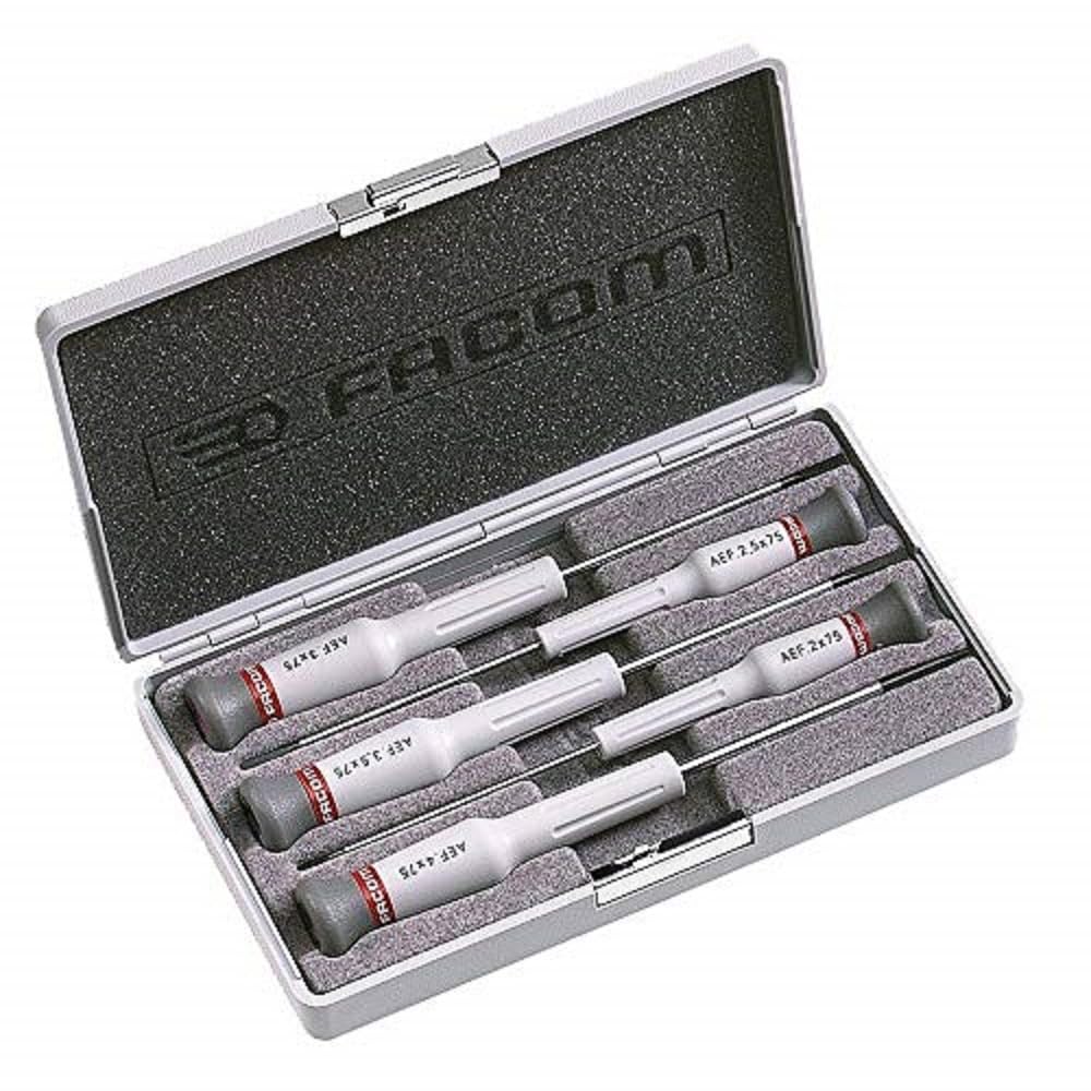 FACOM AEF.J2 Micro-Tech Slotted Screwdriver, Interchangeable Blades, in Box, 5 Pieces, 1 Piece