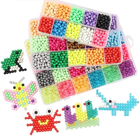 Fuse Beads Educational Toys For Kids - 15 Colour Water Sticky Beads with Whole Set of Accessories, Colorful Magic Beading 0.18-0.2 Inch (2200pcs), Creative Hand-eye Coordination Learning Toys
