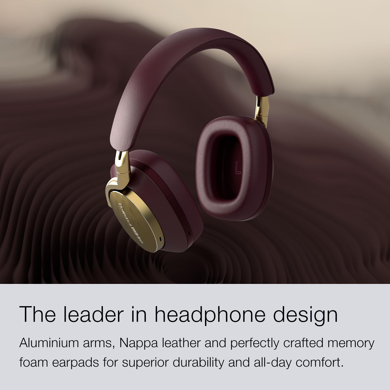 Bowers & Wilkins Px8 Over-Ear Wireless Headphones, Advanced Active Noise Cancellation, Luxurious Materials, 30-Hour Battery Life, 15-Min Quick Charging, Royal Burgundy