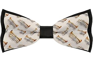 Classic Trumpet Music Print Bow Ties for Men - Adjustable Men's Bowtie, Pre-tied Bow Ties for Men Wedding Party