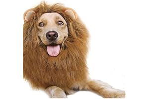QIAONIUNIU Funny Dog Costume, Lion Mane Wig for Dog Halloween Christmas Dress Up (with Ears, Color: Brown, Size: Large)