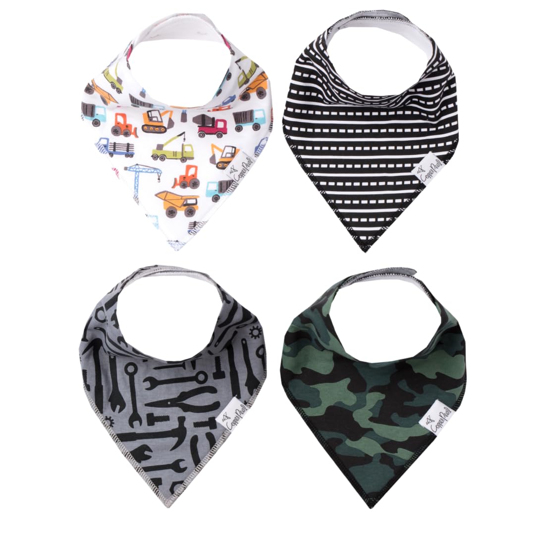Copper Pearl Baby Bandana Bibs for Drooling and Teething 4 Pack Gift Set "Diesel"
