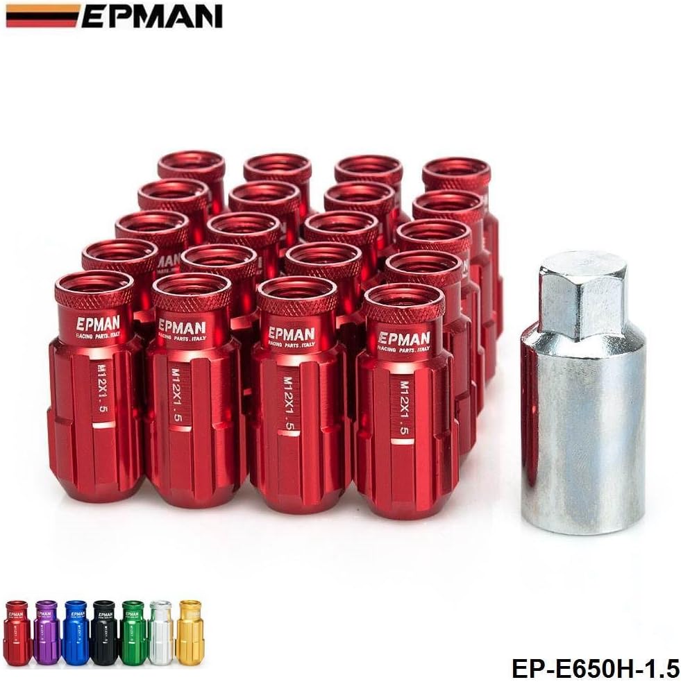 EPMAN Racing Aluminum Lock Lug Nuts 12x1.5 W/Key Universal Fit for