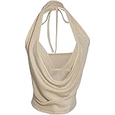 SweatyRocks Women's Sexy Y2k Glitter Halter Crop Tops Low Cut Going Out Top with Rave Micro Crop 2 Piece Outfits