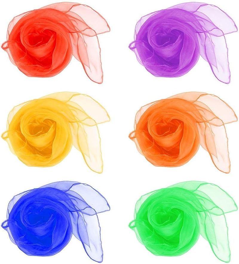 HENGSONG 12pk Belly Dance Juggling Scarves Sensory Toy Baby Toddler Kids 6