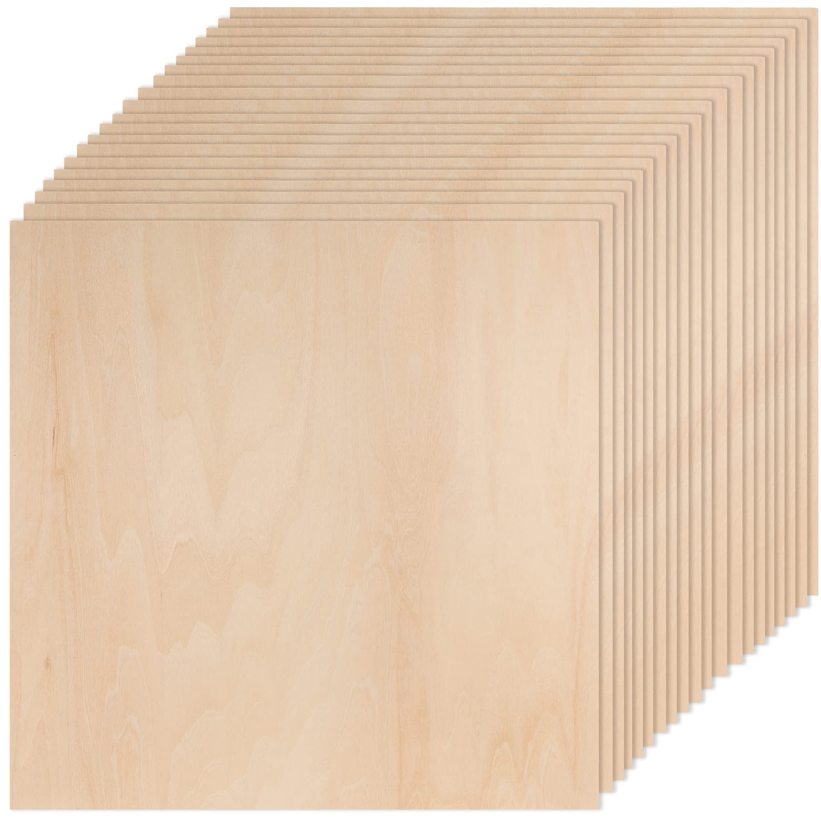 ZEONHAK 20 Pack 25.4 x 25.4cm Square Craft Wood Sheets, 3mm Wooden Plywood for DIY