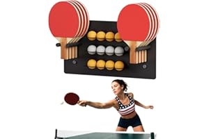 Artibear Ping Pong Paddle Holder, Wall Mounted Metal Magnetic Table Tennis Storage Rack Holds