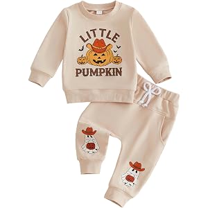 Kavousa Toddler Baby Boy Halloween Outfit Sweatshirt Pants Fall Clothes