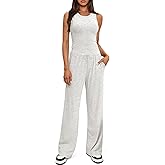 Darong Women's 2 Piece Lounge Sets Sleeveless Tank Tops Wide Leg Pants Sets Tracksuits Matching Outfit