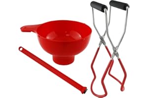 Canning Essentials Kit ZZLZX 1Set Red Wide Mouth Canning Funnel Magnetic Lid Wand Canning Tong Kit for Canning Jars Anti-Scal