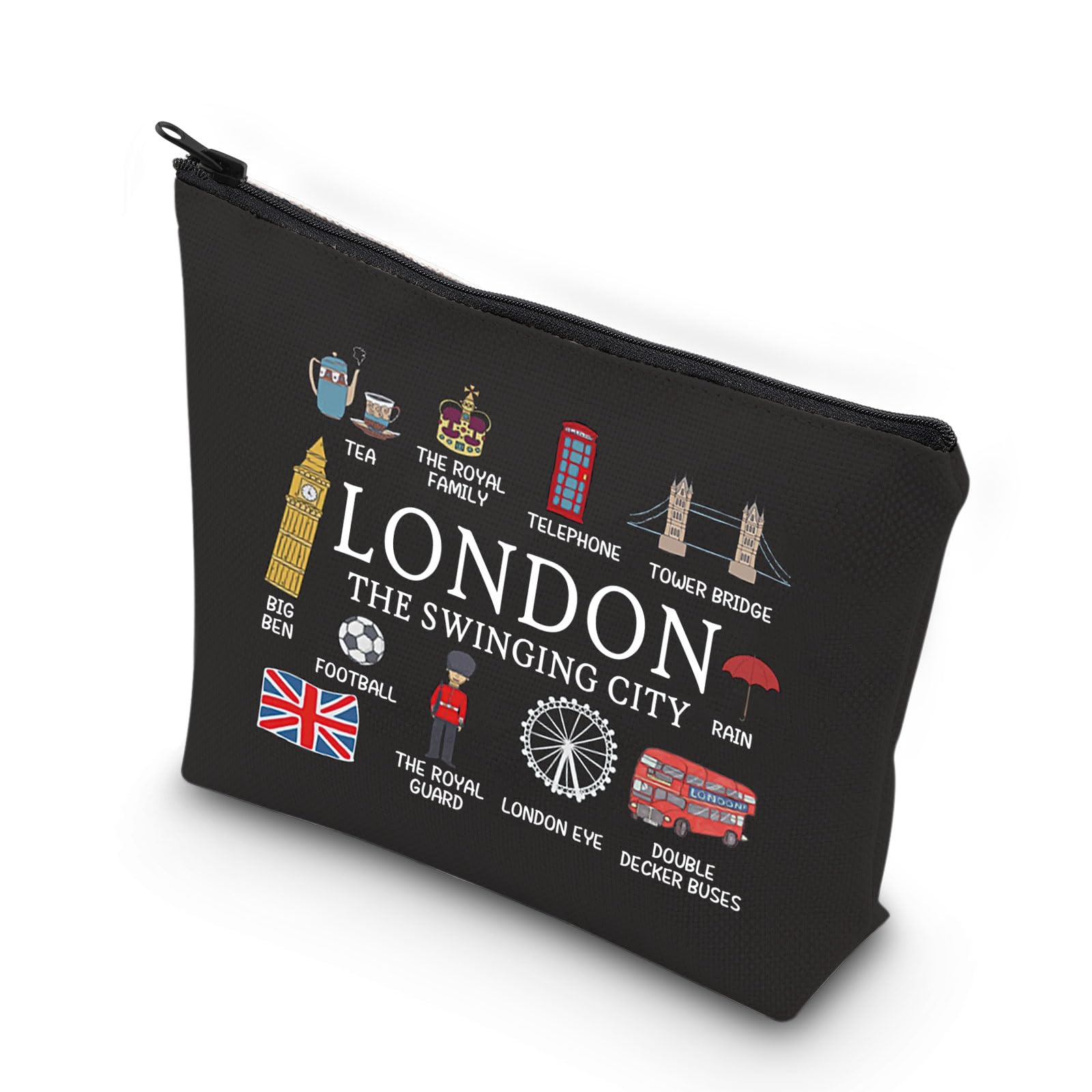 MYSOMY London Travel Gift London Travel Makeup Bag London Travel Souvenir Cosmetic Bag Welcome to London Gift London Lover Gift (London Bag-bl)
