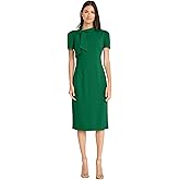 Maggy London Women's Dresses Midi Short Sleeve Sheath with Neck Tie Career Office Work Wear, Formal Garden, 4