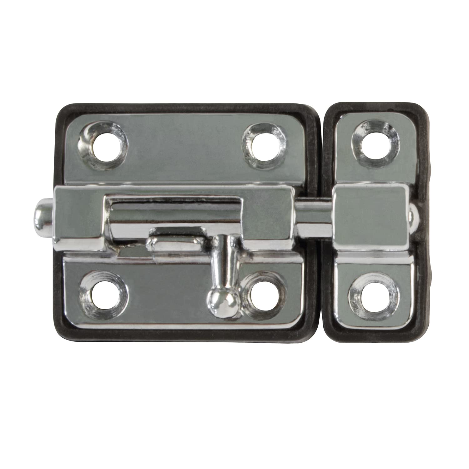 Amig - Overlay Pin for Doors Mod.97-38 x 34 mm - Security Latch with Plastic Base - for Horizontal Closure - Chrome Steel - Includes Coach Screws — image 1