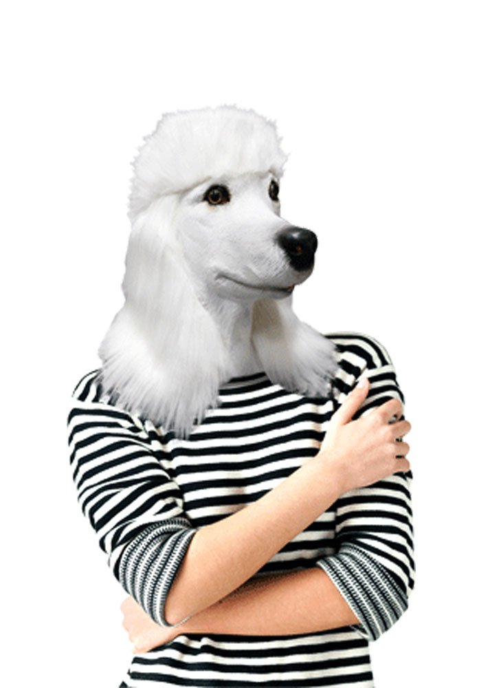 The Rubber Plantation TM 746550380376 White Poodle Full Head Latex Dog Mask Fancy Dress Halloween Animal Canine, Unisex-Adult, One Size