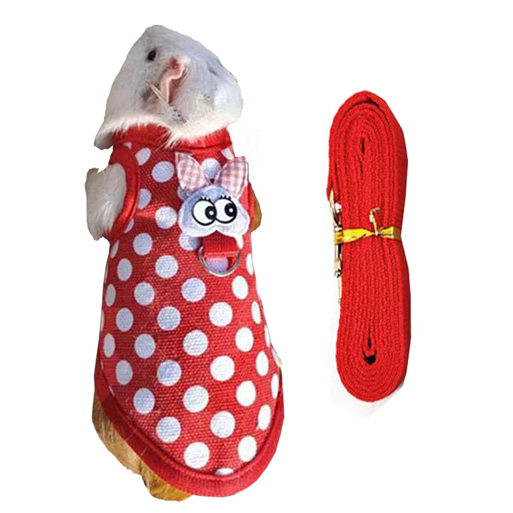 Anelekor Small Animals Christmas Costume Hamster Santa Coat Guinea Pig Harness and Leash Set Small Pets Clothes for Rats Lizard Kitty Mini Dog Hedgehog Iguana and Small Breeds, Red