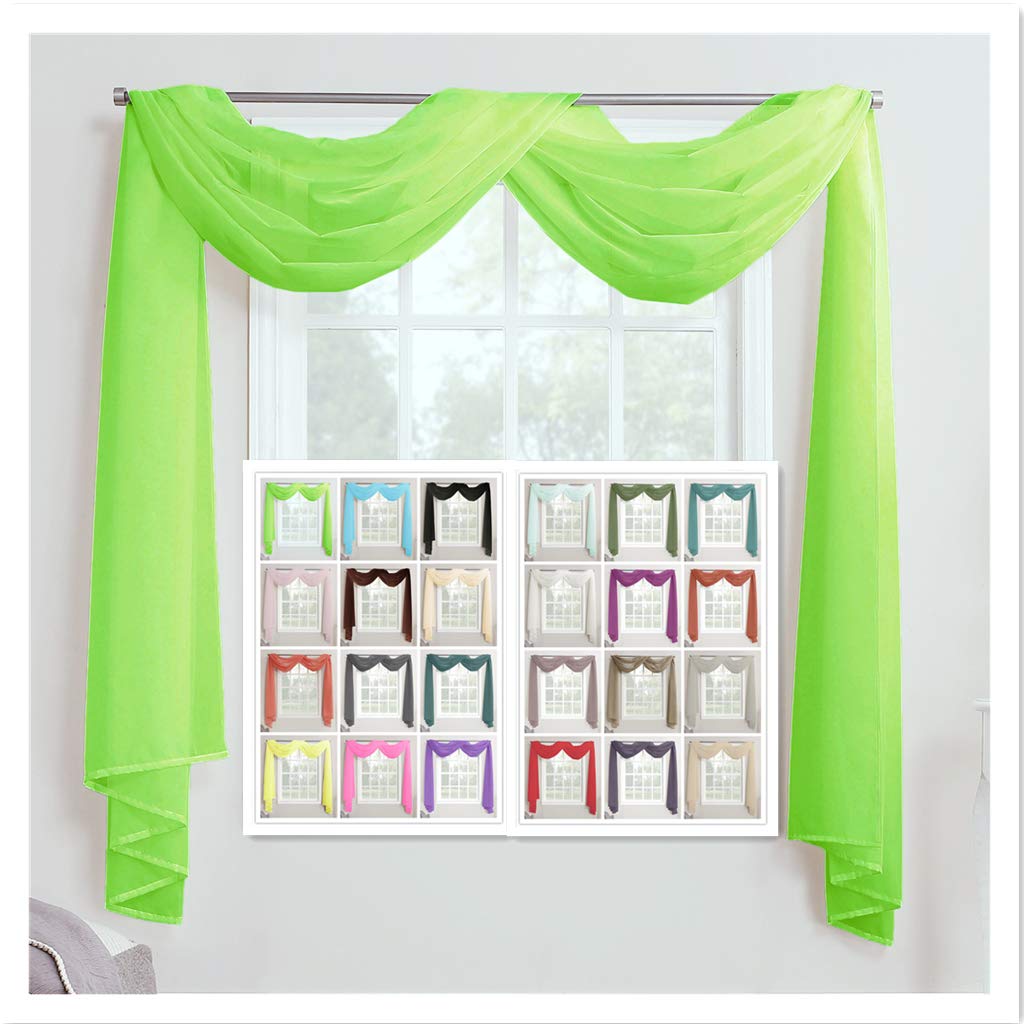 Megachest TAILORED VOILE WINDOW SCARF PELMET (apple green, 56"X197"X1 Panel)