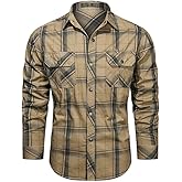 ceauros Men's Plaid Long Sleeve Shirt Casual Button Down Shirts Regular Fit Work Shirt Jacket with Pockets