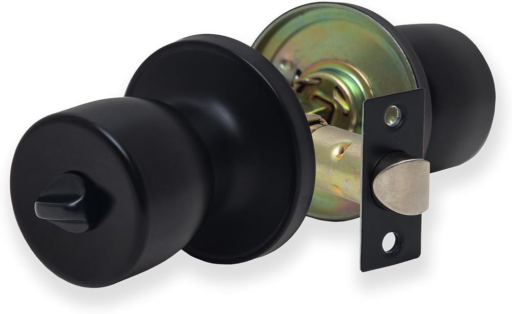 XFORT Tulip Privacy Knob Set Matt Black Keyless Door Knob with Lock