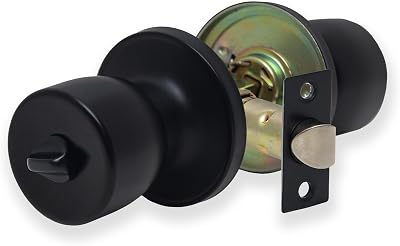 XFORT Tulip Privacy Knob Set Matt Black Keyless Door Knob with Lock