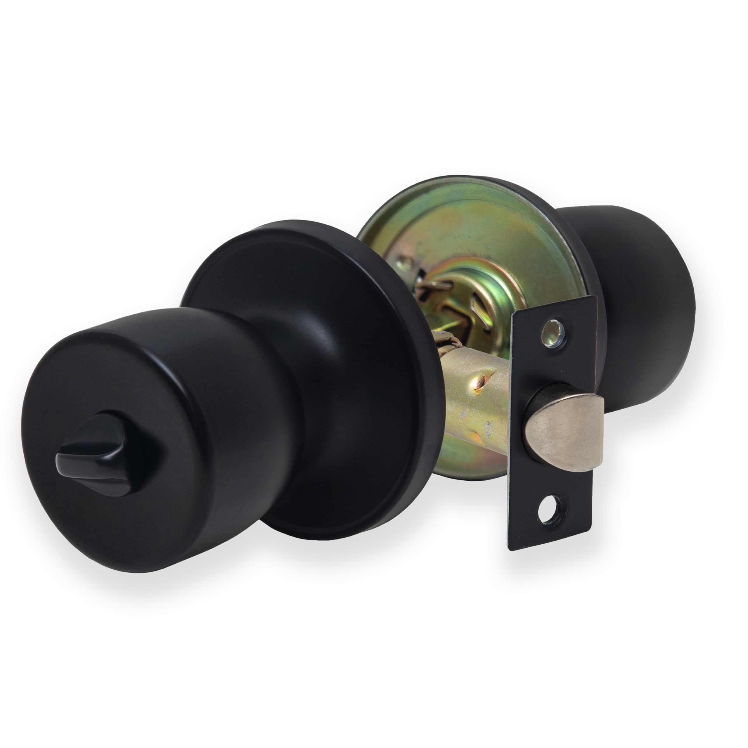 XFORT Tulip Privacy Knob Set Matt Black, Keyless Door Knob with Lock for Internal Wooden Bathroom Doors — image 1