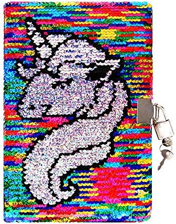 Sequin Notebook - PojoTech Mermaid Reversible Sequin Journal – Magic Travel Journal Notebook Gift for Adults and Kids (Unicorn002)