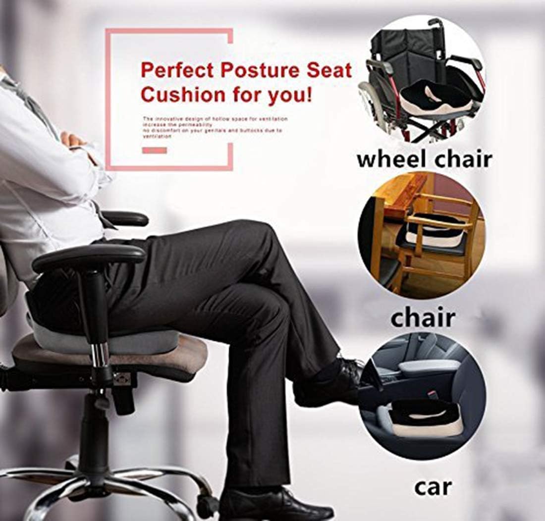 ROYI Memory Foam Seat/Chair Cushion for Relieves Back, Sciatica Pain，Tailbone Pain, Coccyx, Degenerating Disc, Orthopedic, Osteoarthritis, Sacrum, Prostate Cushion, Low Back Pain Cushion，Hip Shaping : Office Products